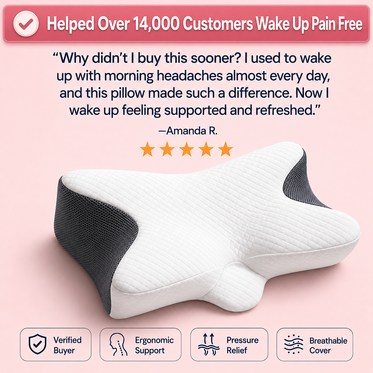 CerviRelief™ Orthopedic Cervical Pillow for Pain Relief & Deep Sleep